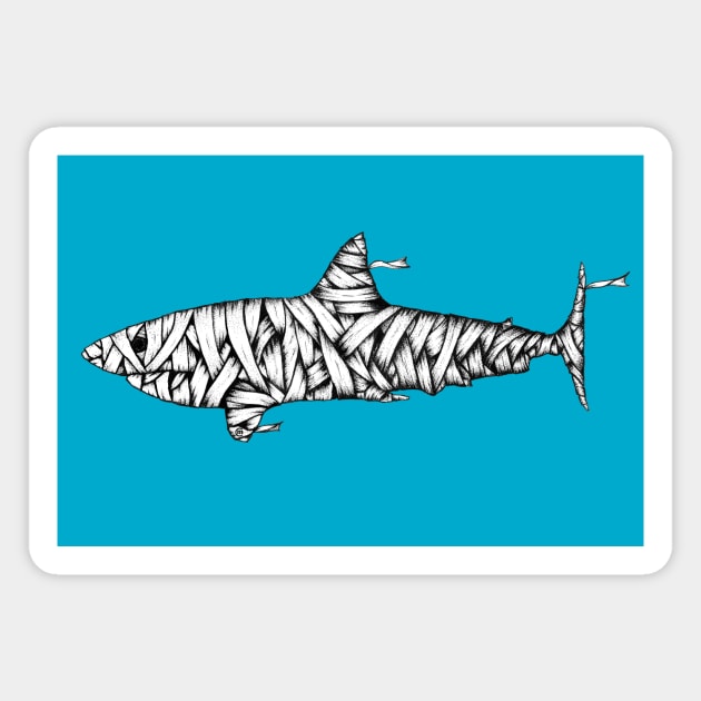 Shark Mummy Magnet by InkCats